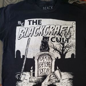 Hot Topic Black Craft Cat Coffee Shirt